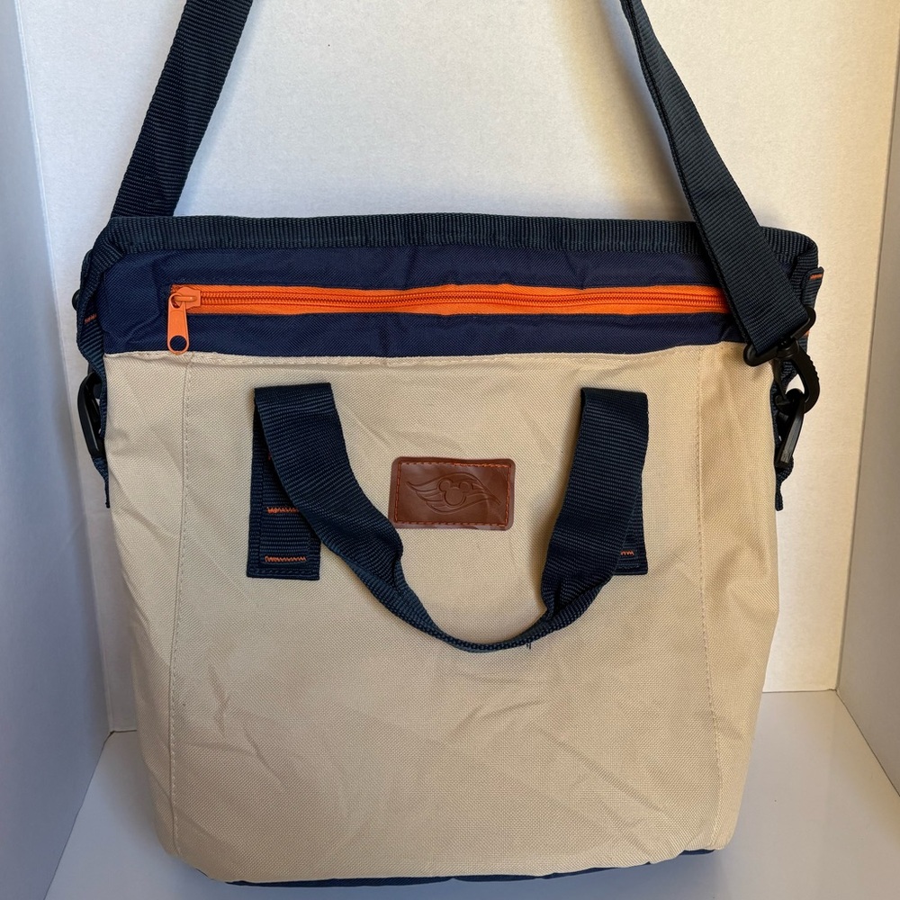 Disney Cruise Line Insulated Cooler Bag Tote – Beige & Navy with Shoulder Strap